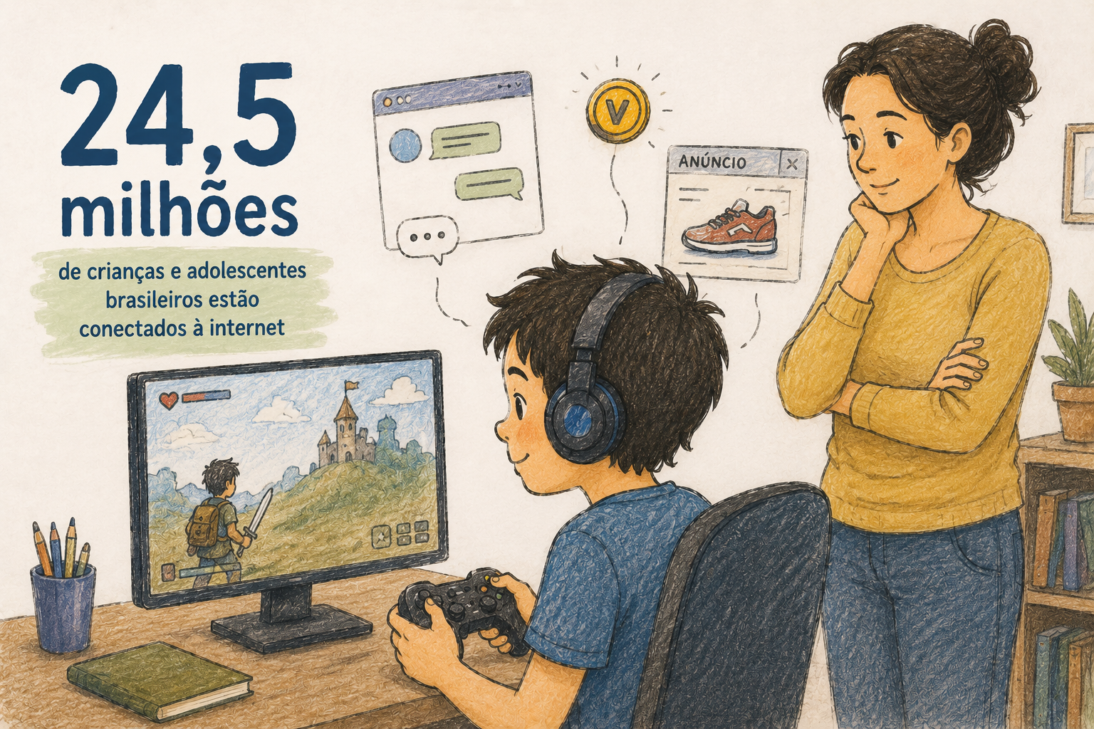 Criança jogando online