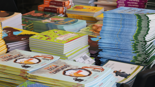 Livros doados pela Fundação Abrinq para crianças e adolescentes no Dia Mundial do Livro
