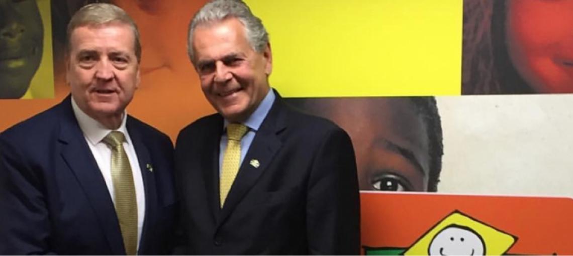 Mr. Pat Breen, Ministro de Estado do Comércio da Irlanda, e Carlos Tilkian, Presidente da Fundação Abrinq