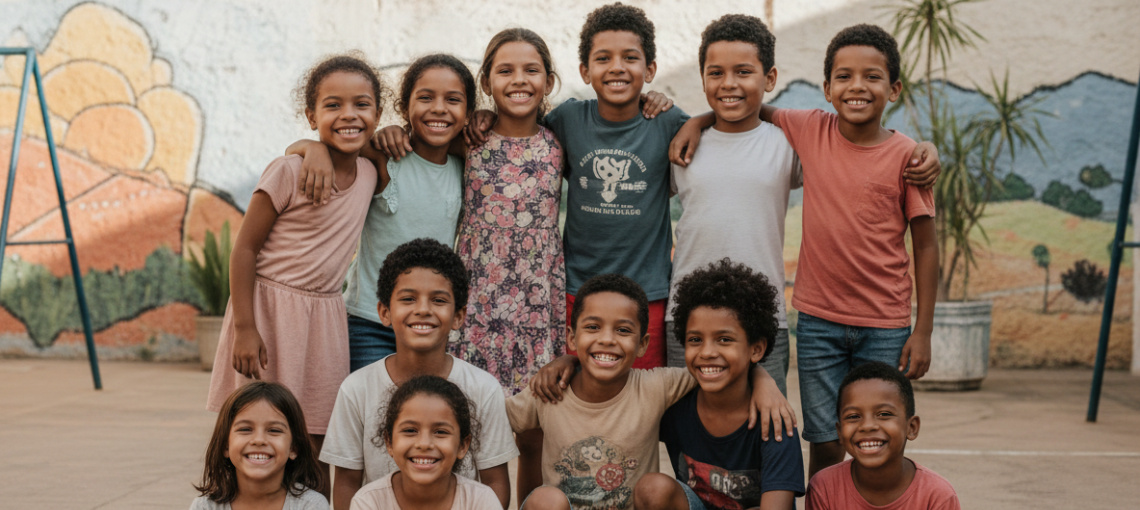 Crianças posando para foto